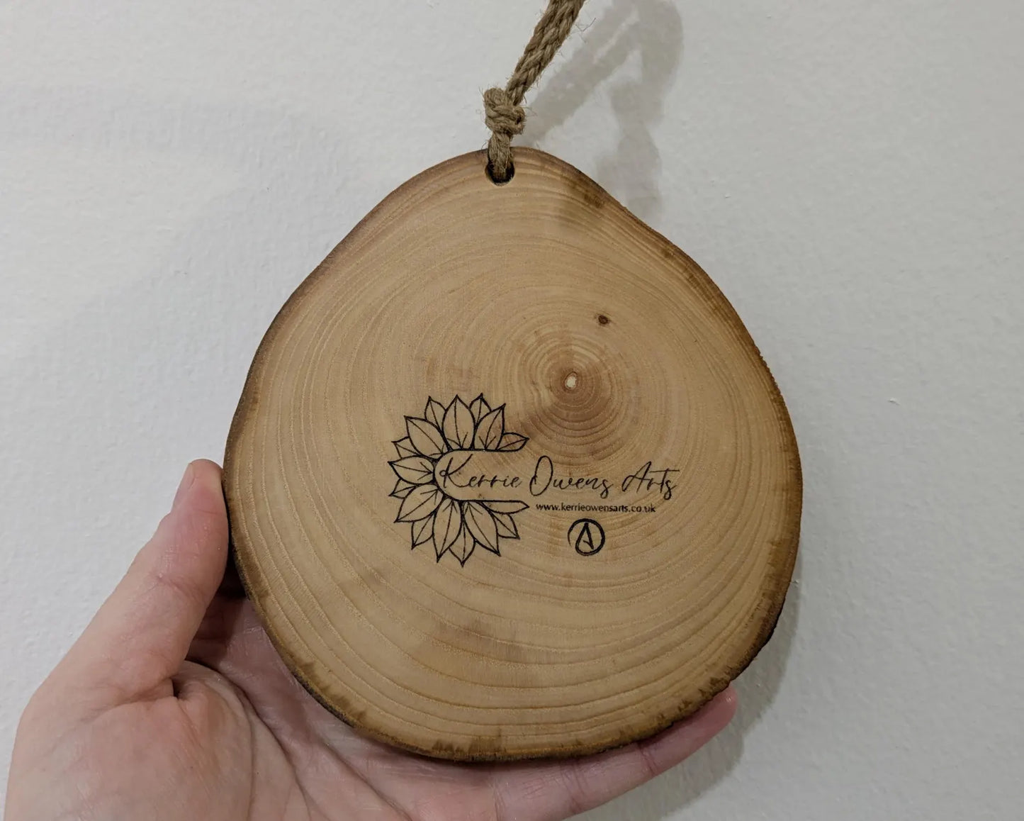 Ash wood hanging crystal grid board with incense drill holes.