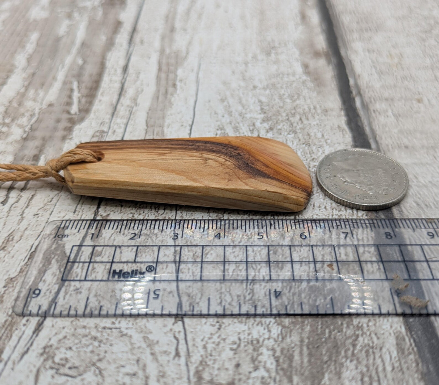 spalted yew wood Hei toki adze styled pendant - Handcrafted British jewellery, Māori inspired nature talisman, eco friendly.