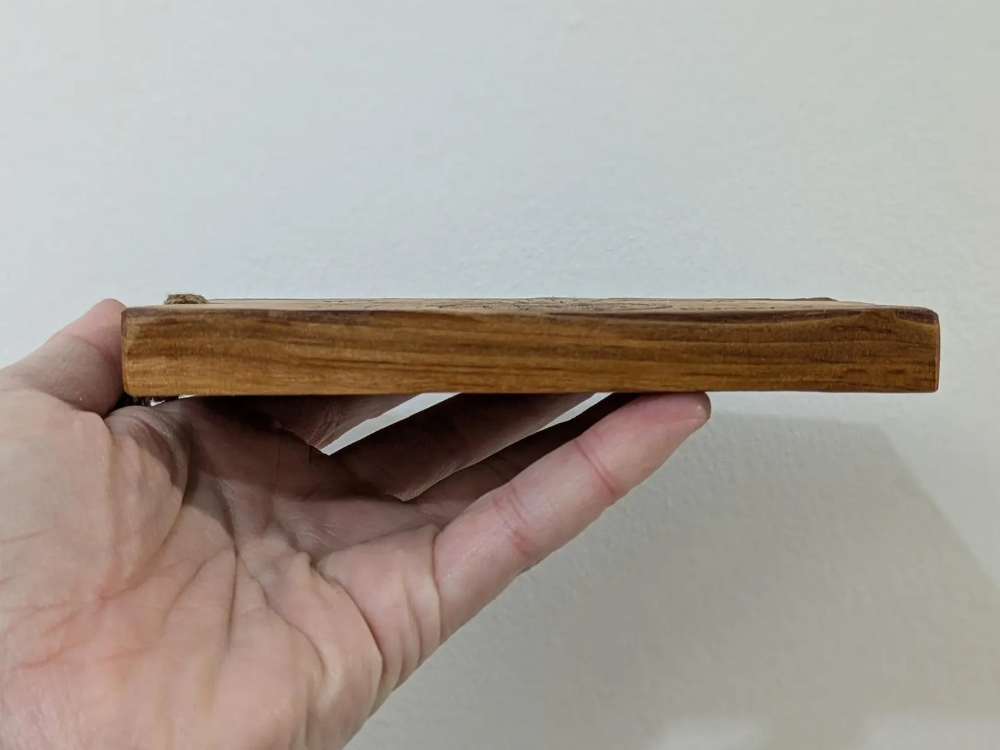Alder wood hanging alphabet pendulum board with incense holder.