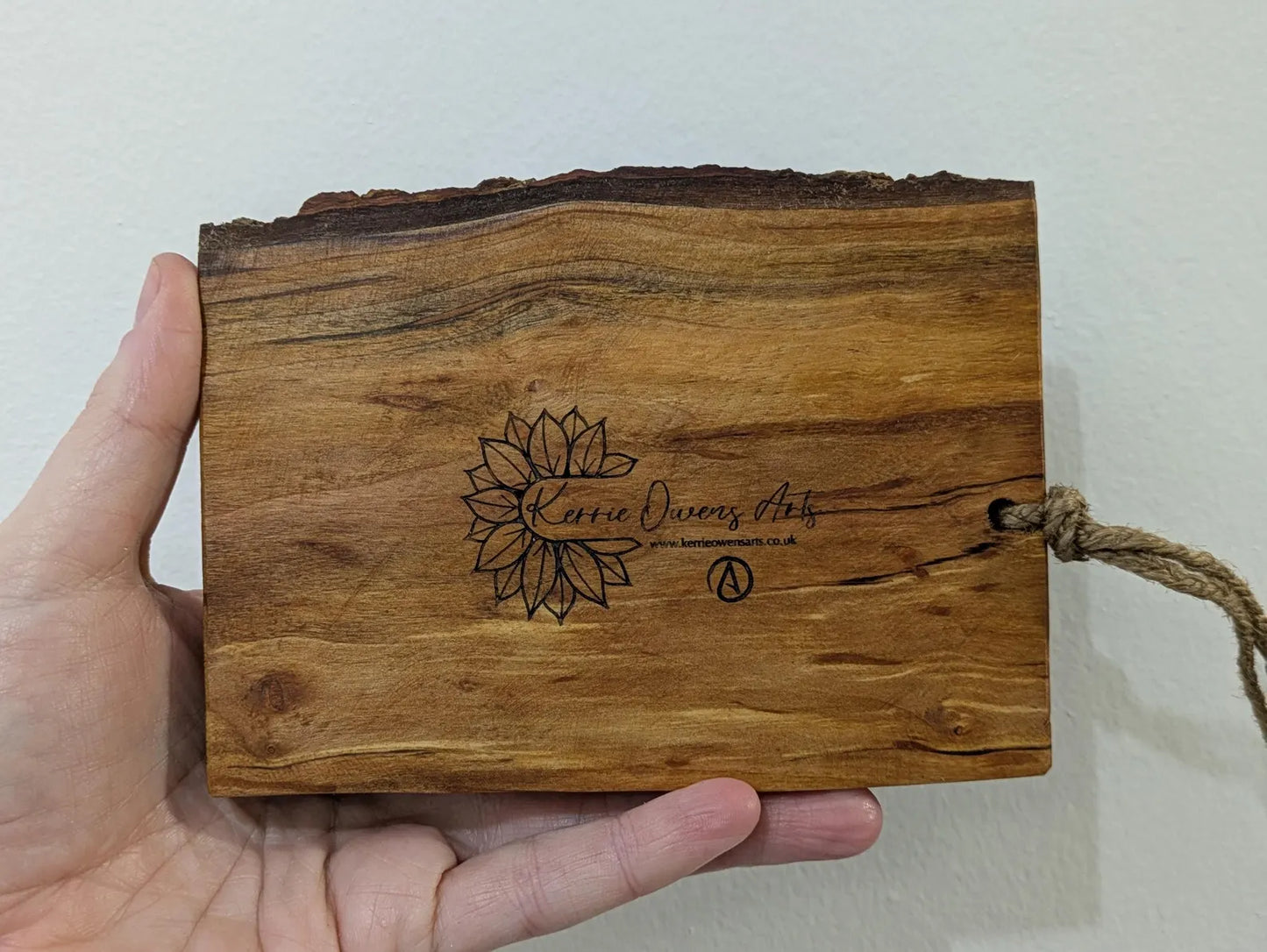 Alder wood hanging alphabet pendulum board with incense holder.