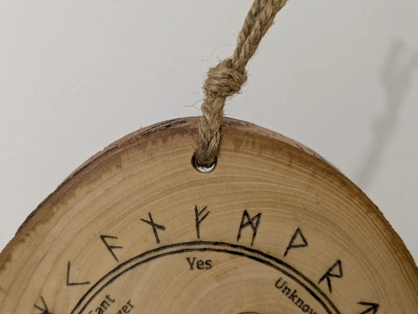 Ash wood hanging Norse pendulum and rune board.