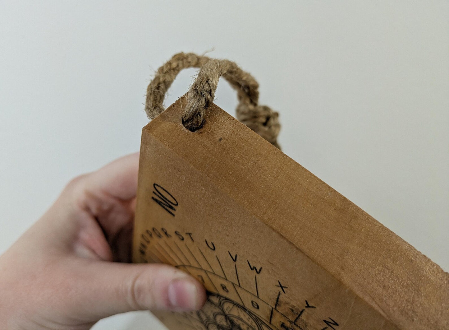 Lime wood hanging Alphabet dowsing pendulum board.