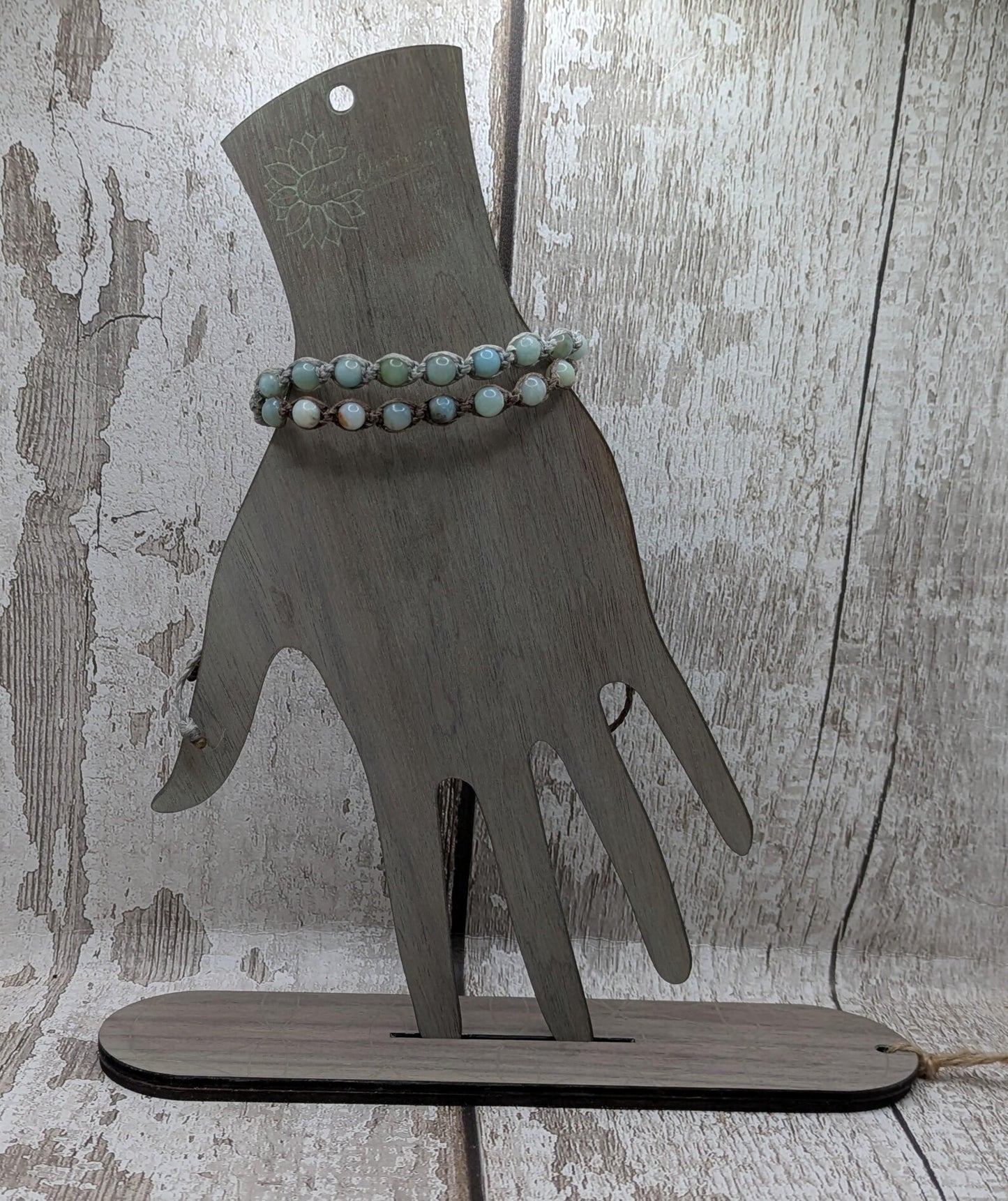 Amazonite beaded macramé bracelet.