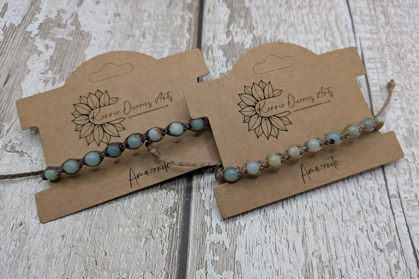 Amazonite beaded macramé bracelet.