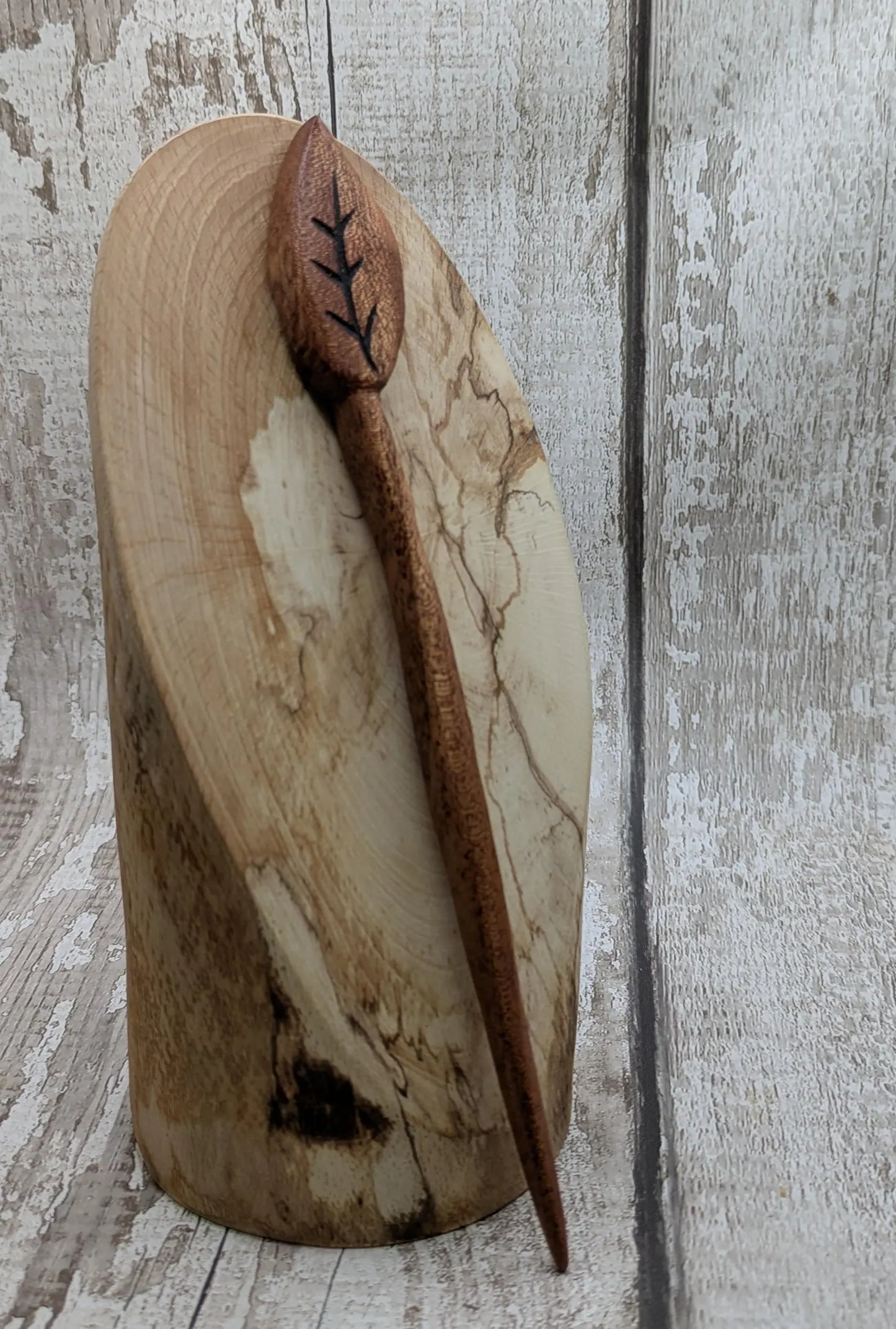 Sepele mahogany leaf hair stick.