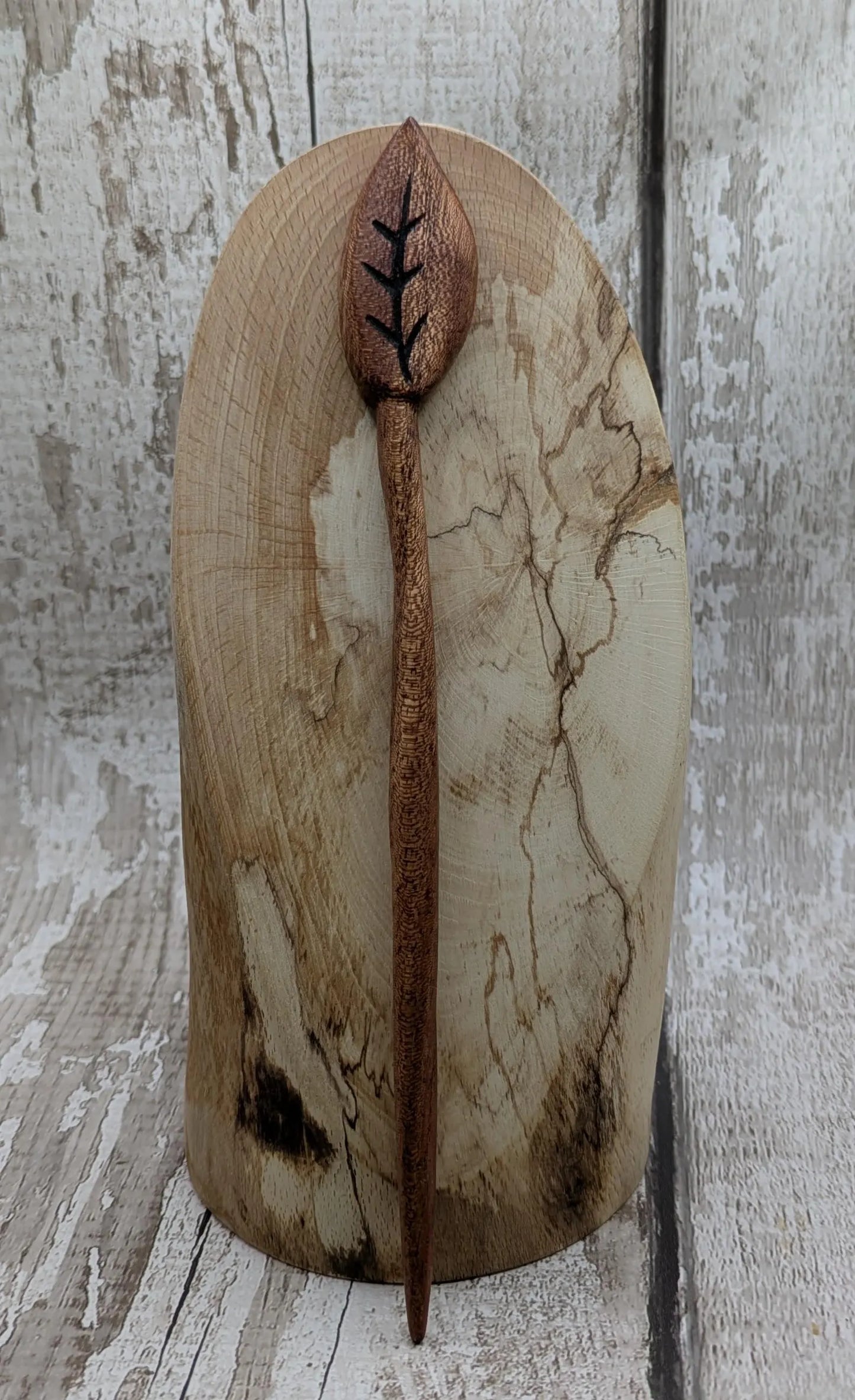 Sepele mahogany leaf hair stick.