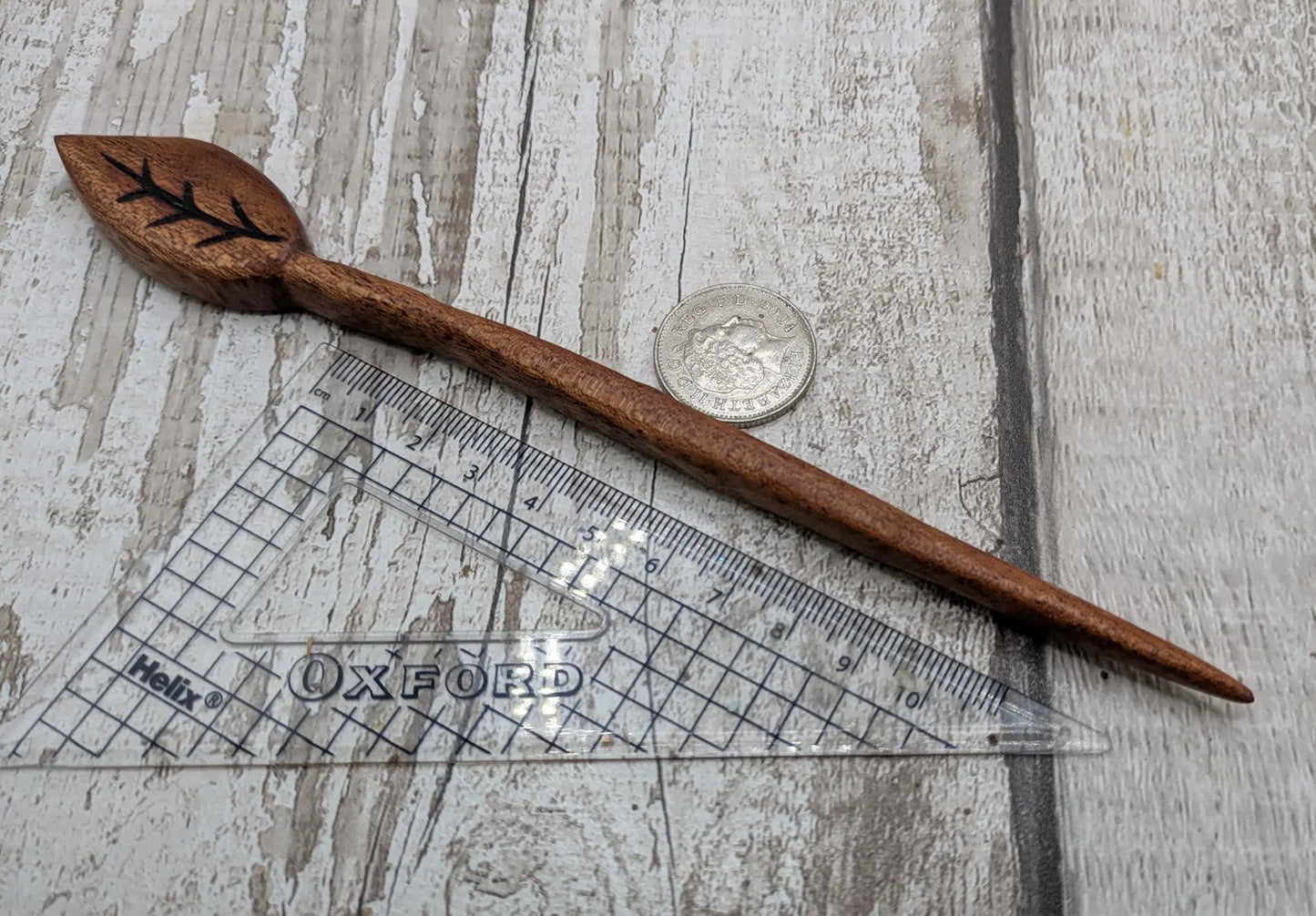 Sepele mahogany leaf hair stick.