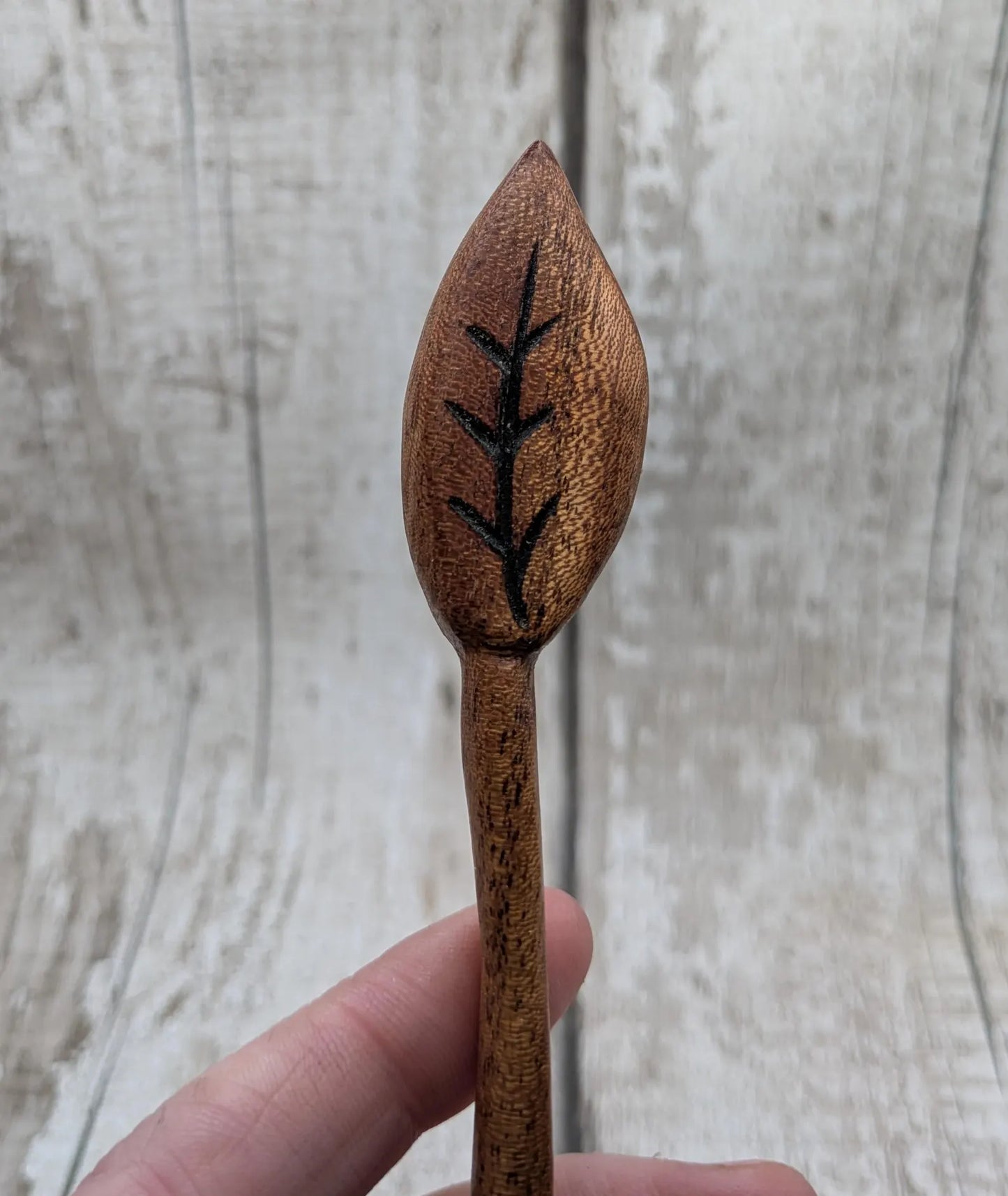 Sepele mahogany leaf hair stick.