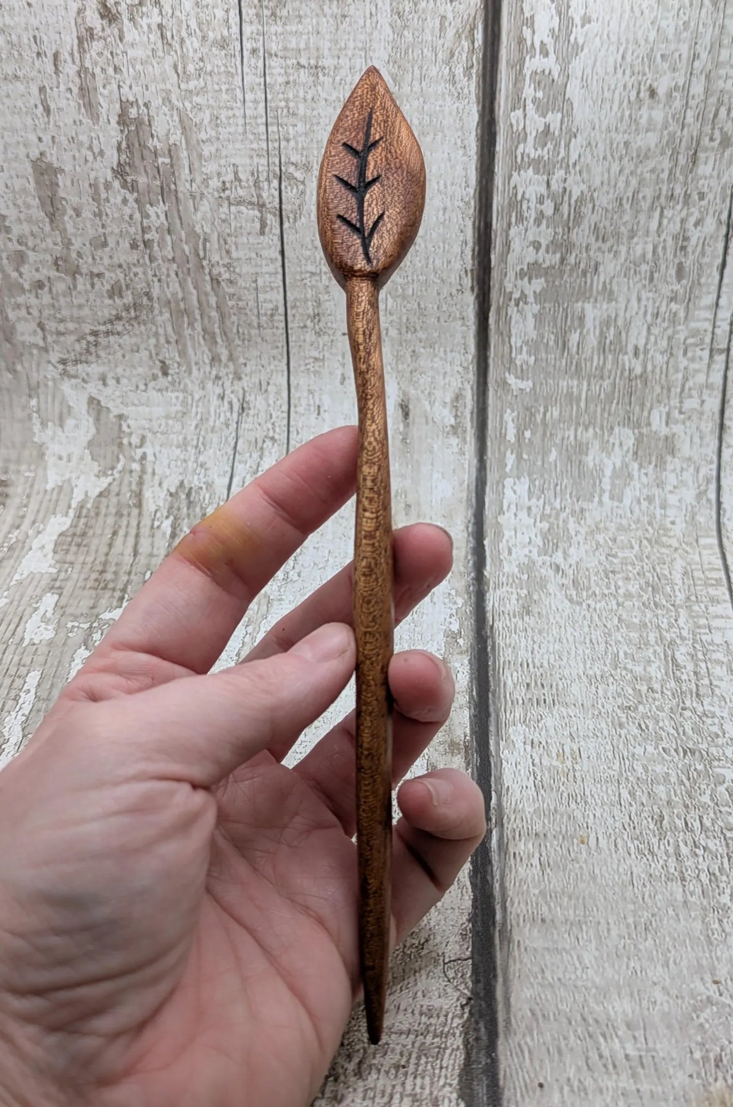 Sepele mahogany leaf hair stick.