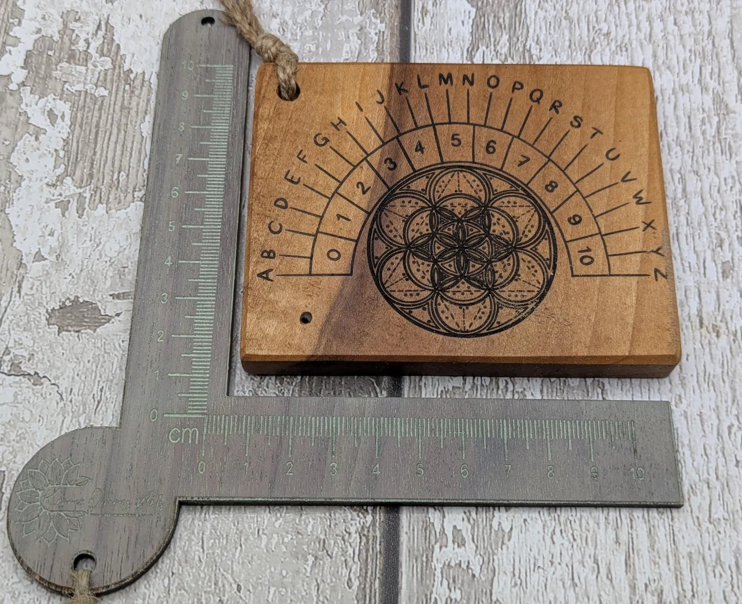 Alder board alphabet dowsing pendulum board.