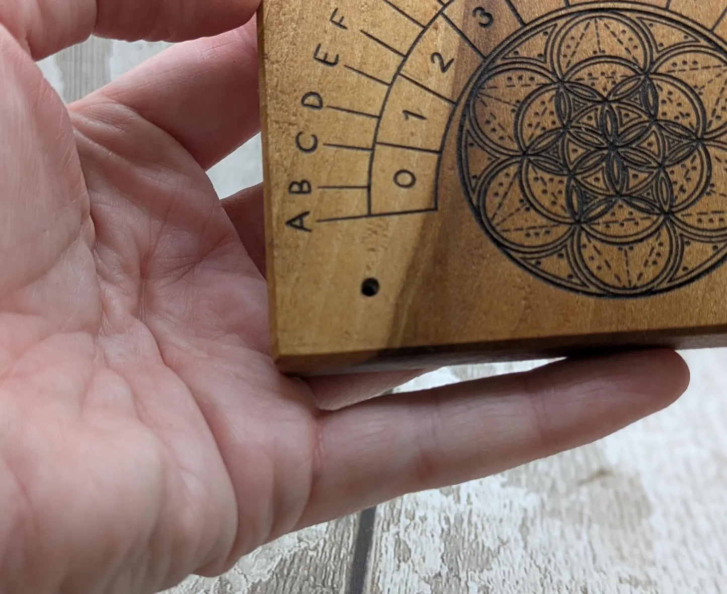 Alder board alphabet dowsing pendulum board.