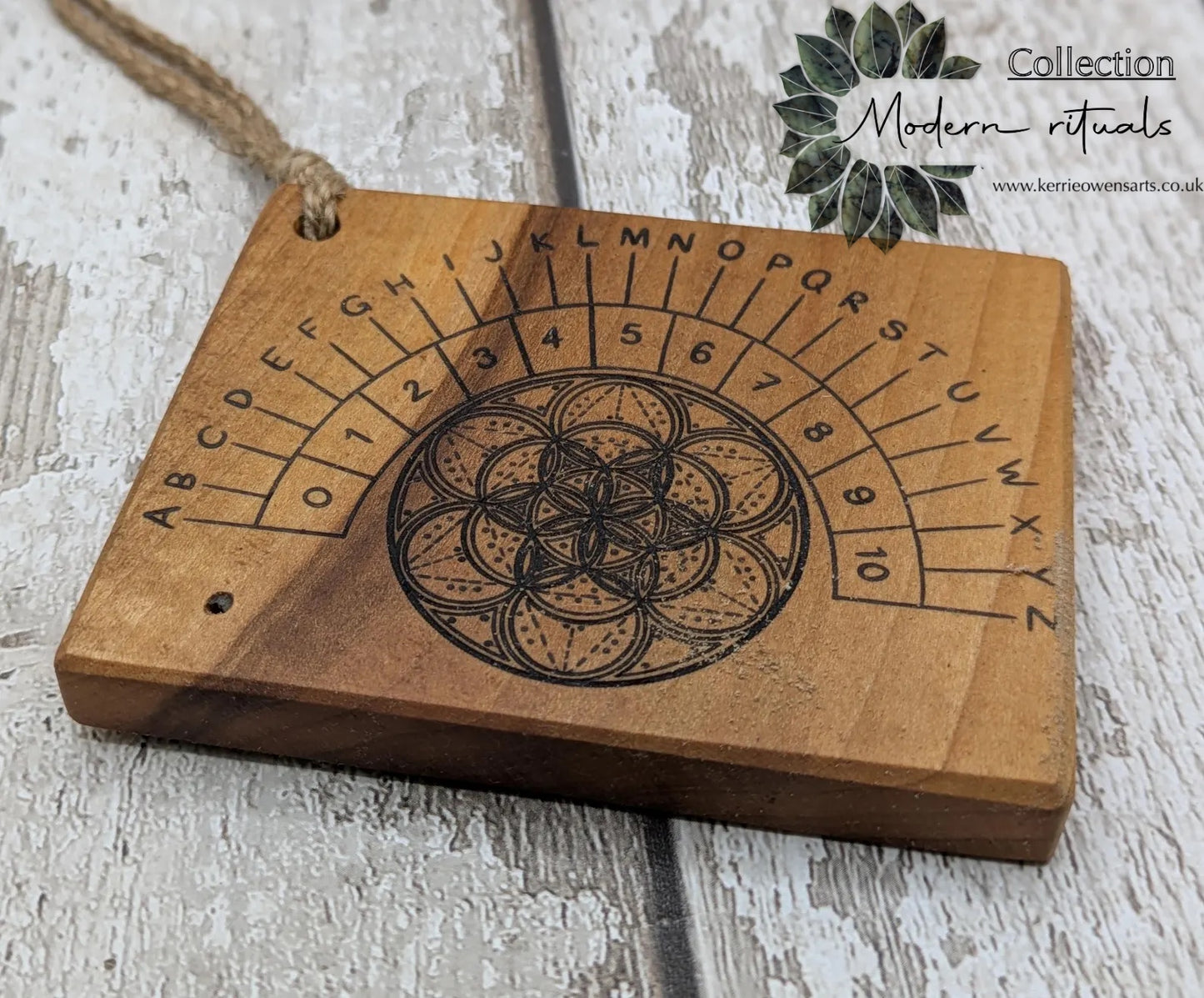 Alder board alphabet dowsing pendulum board.