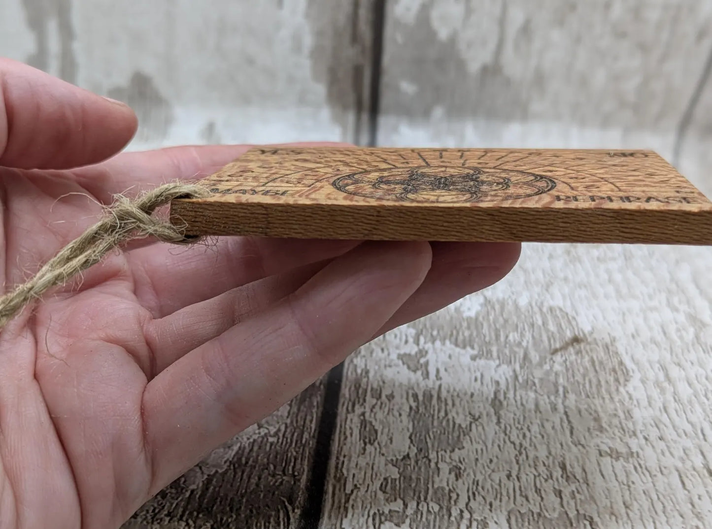 Lace wood mini pocket sized pendulum dowsing board.