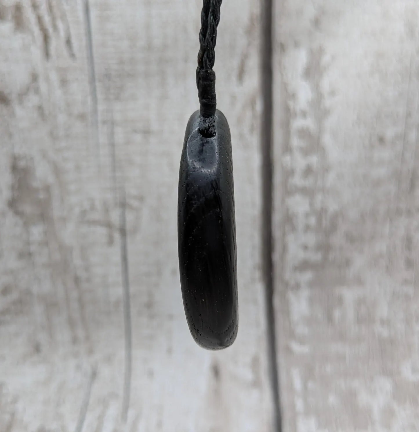 Made to order fenland bog oak crescent moon pendant.