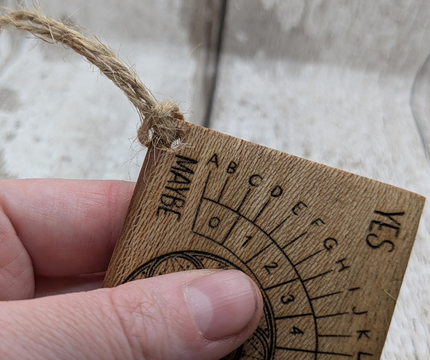 Lace wood pendulum divination board, travel sized.