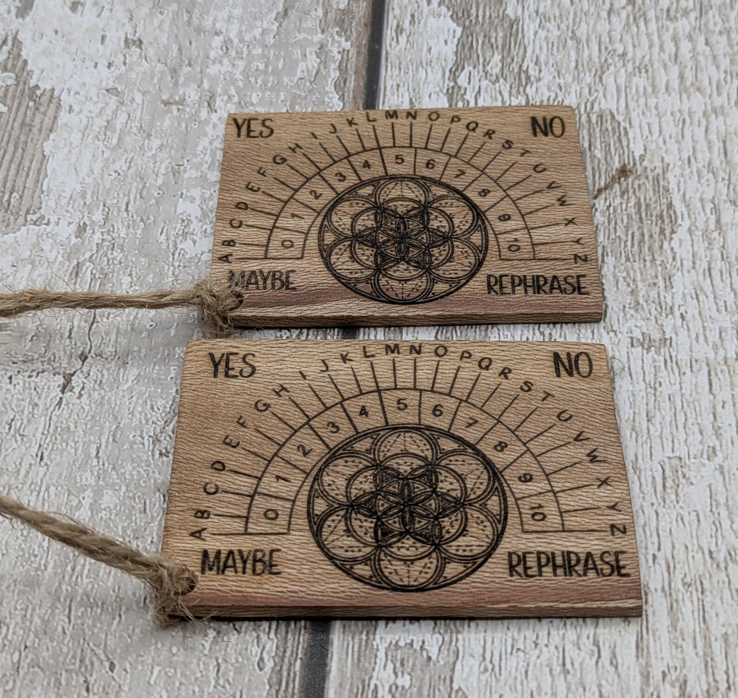 Lace wood pendulum divination board, travel sized.