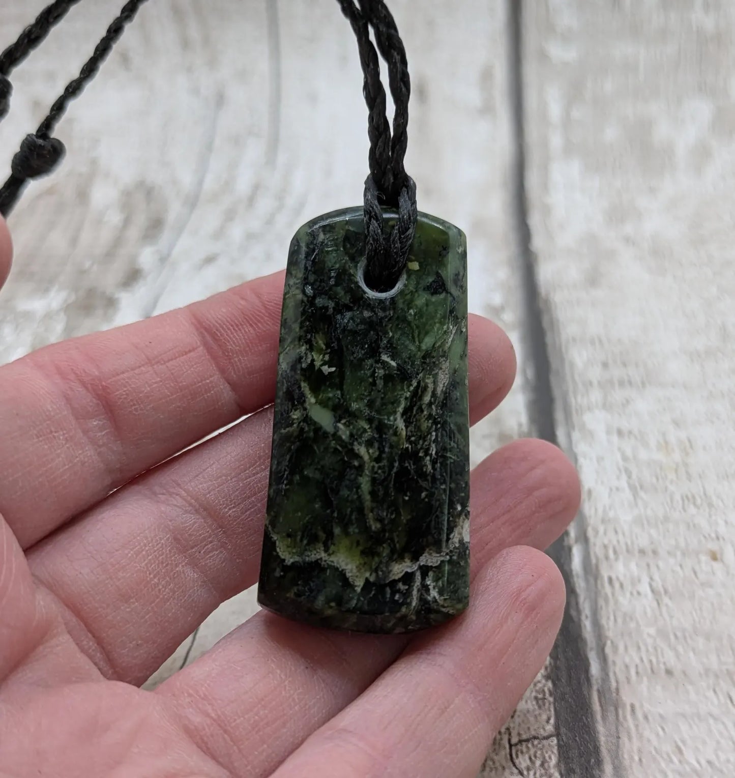 Haast pass serpentine pendant with Pāua shell- handcrafted New Zealand Aotearoa pounamu greenstone carved pendant.