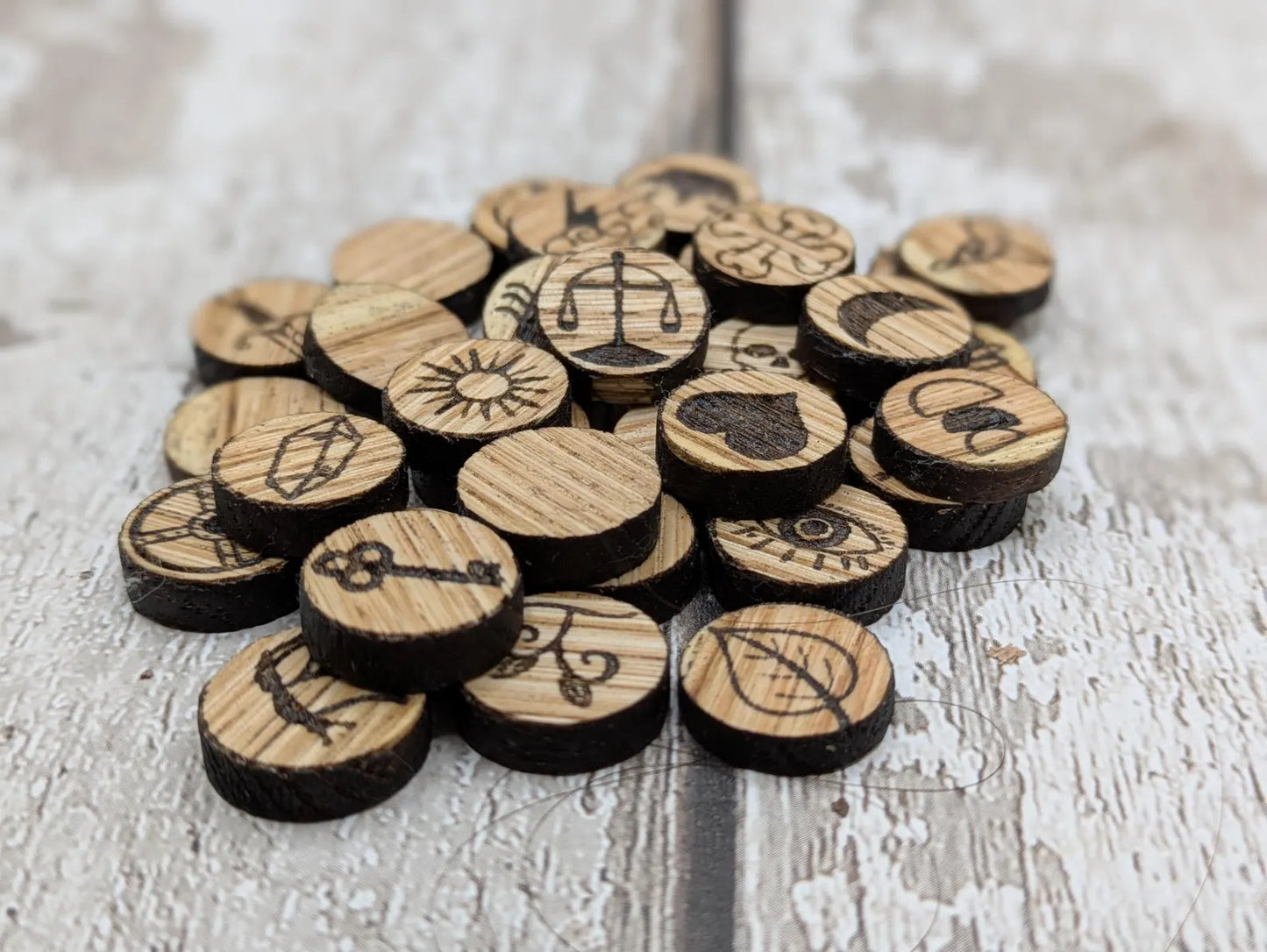 Choose you own wooden charms for your charm board, custom printing.