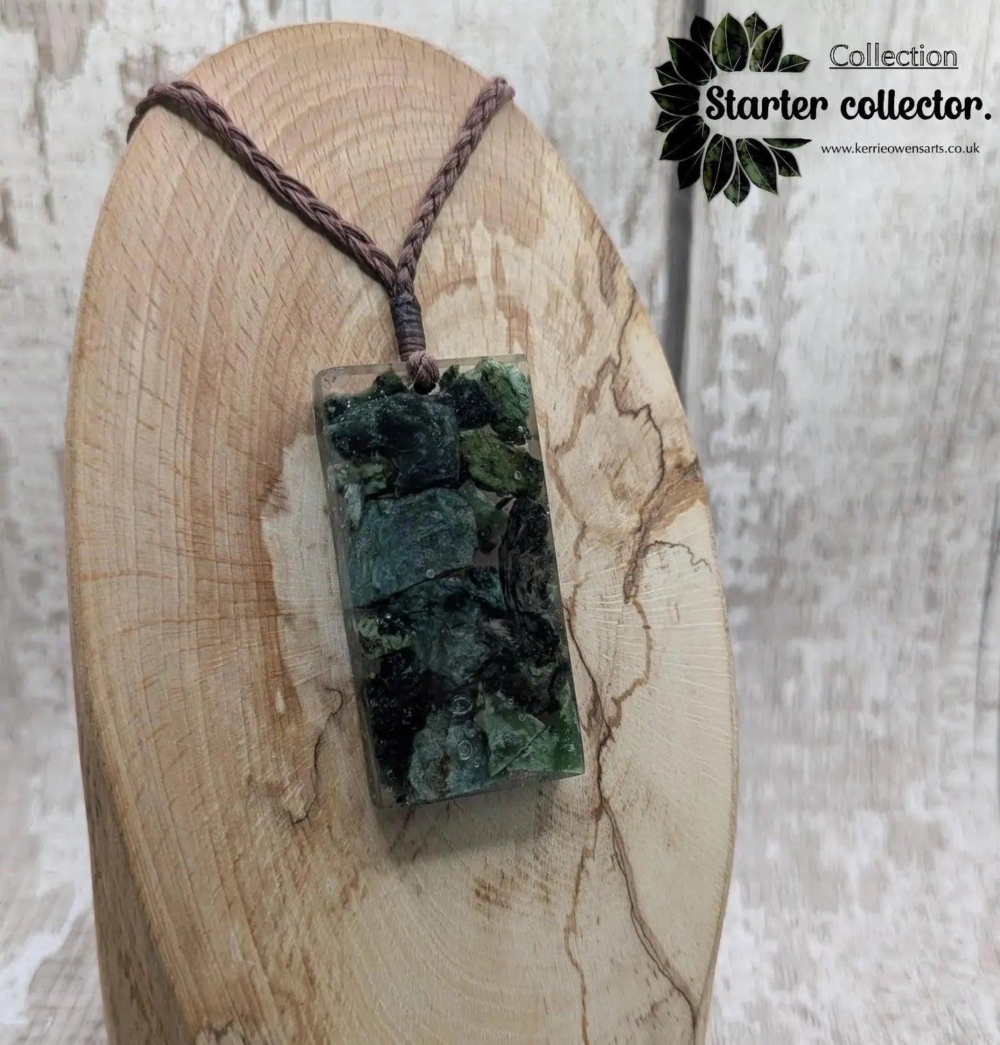 Mixed Pounamu Jade Chip Pendant – New Zealand Greenstone in Resin, Māori Inspired Necklace.