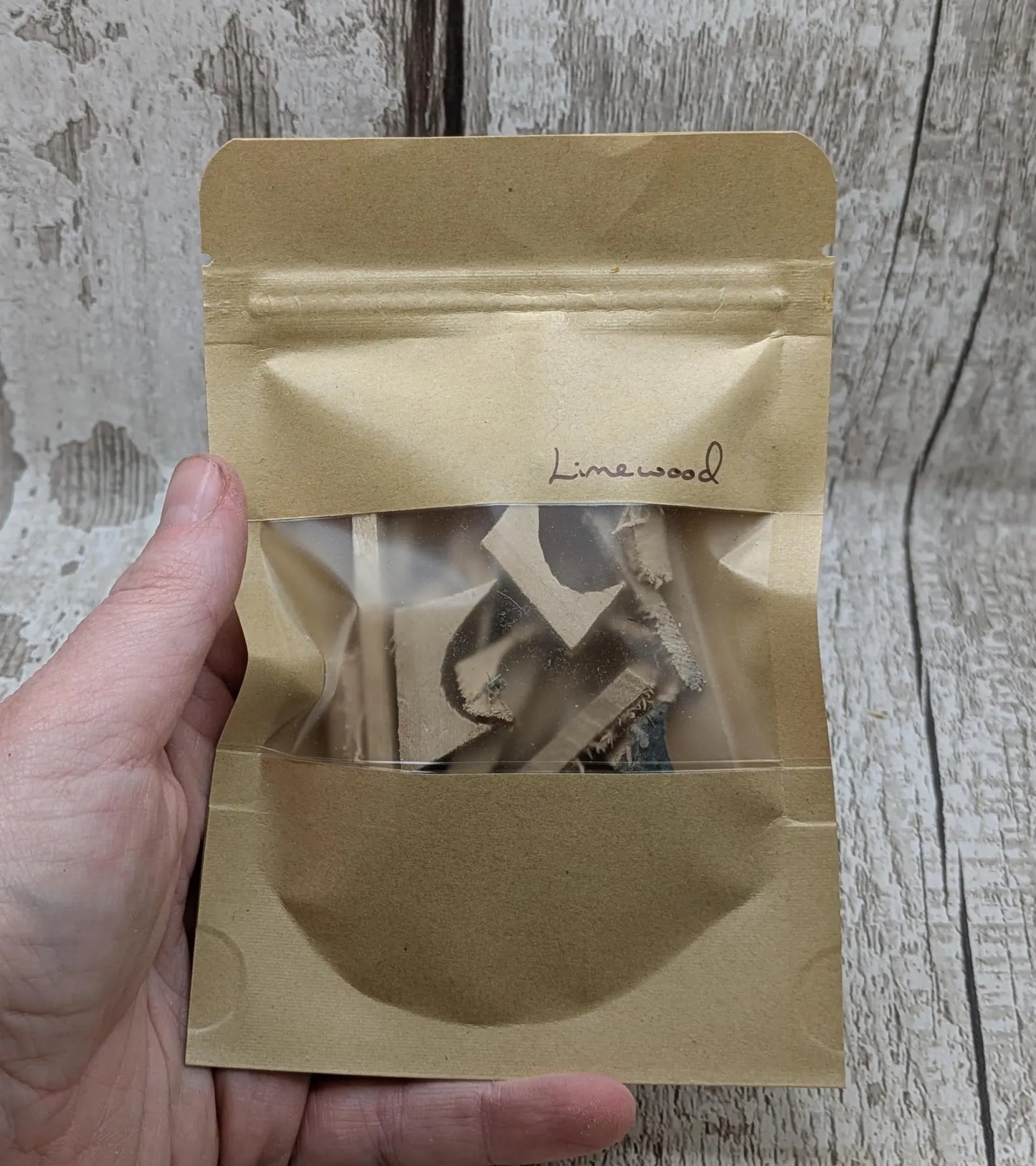Limewood offcuts pouch for spells, rituals, modelling or camping emergency kits.
