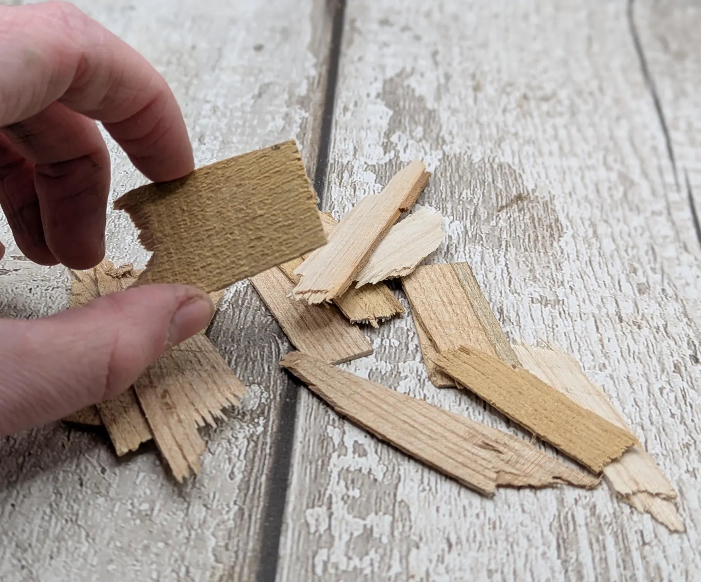 Sweet chesnut wood broken veener pieces for spell and ritual or camping kits.