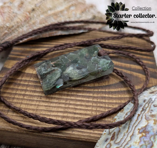 Mixed Pounamu Jade Chip Pendant – New Zealand Greenstone in Resin, Māori Inspired Necklace.