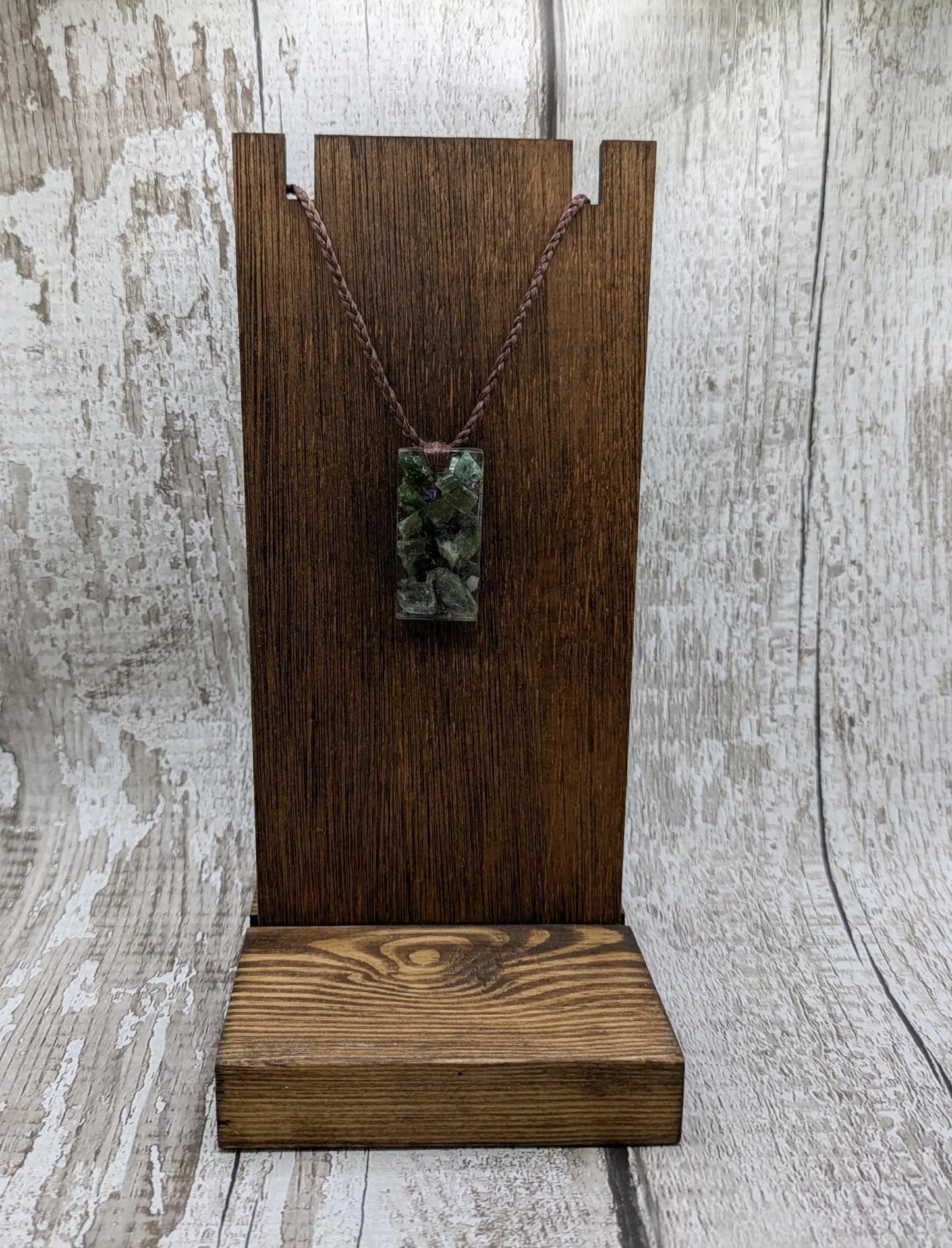 Mixed Pounamu Jade Chip Pendant – New Zealand Greenstone in Resin, Māori Inspired Necklace.