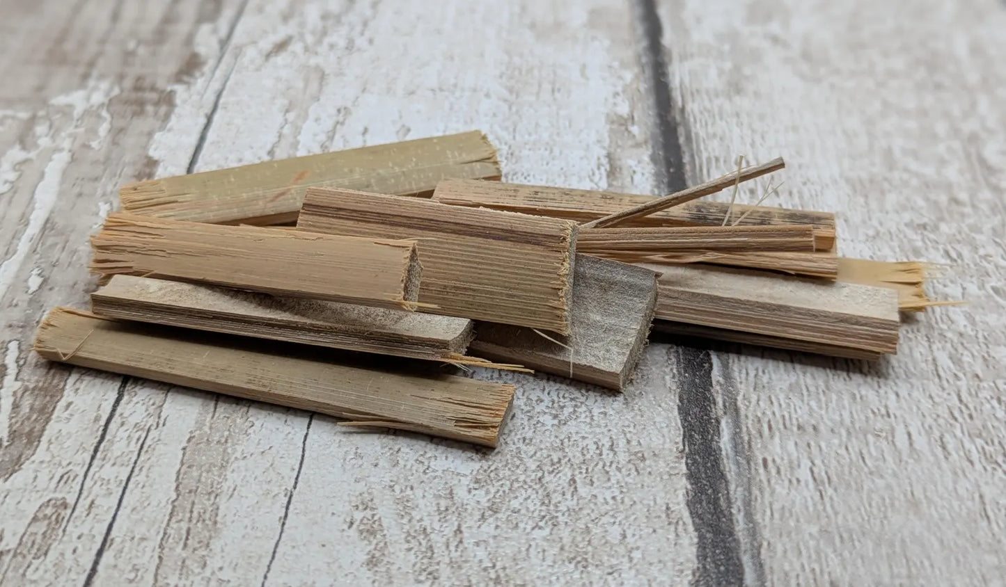 Bamboo Offcut Scraps for Ritual, Craft & Kindling – Reclaimed Sustainable Wood, Pouch or Pip Box Option.