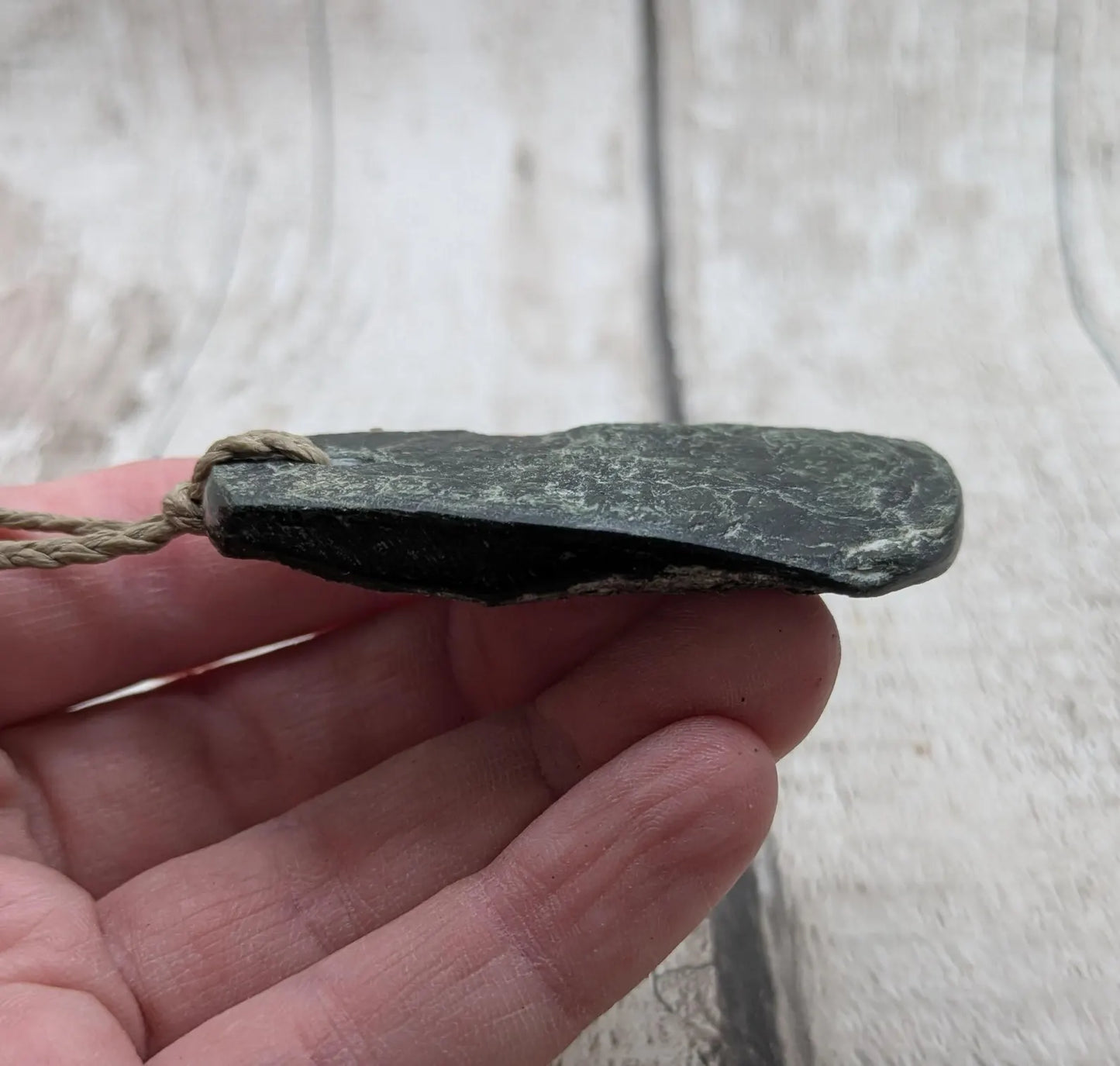 raw serpentine pounamu pendant -natural unpolished New Zealand Aotearoa pebble jewellery.