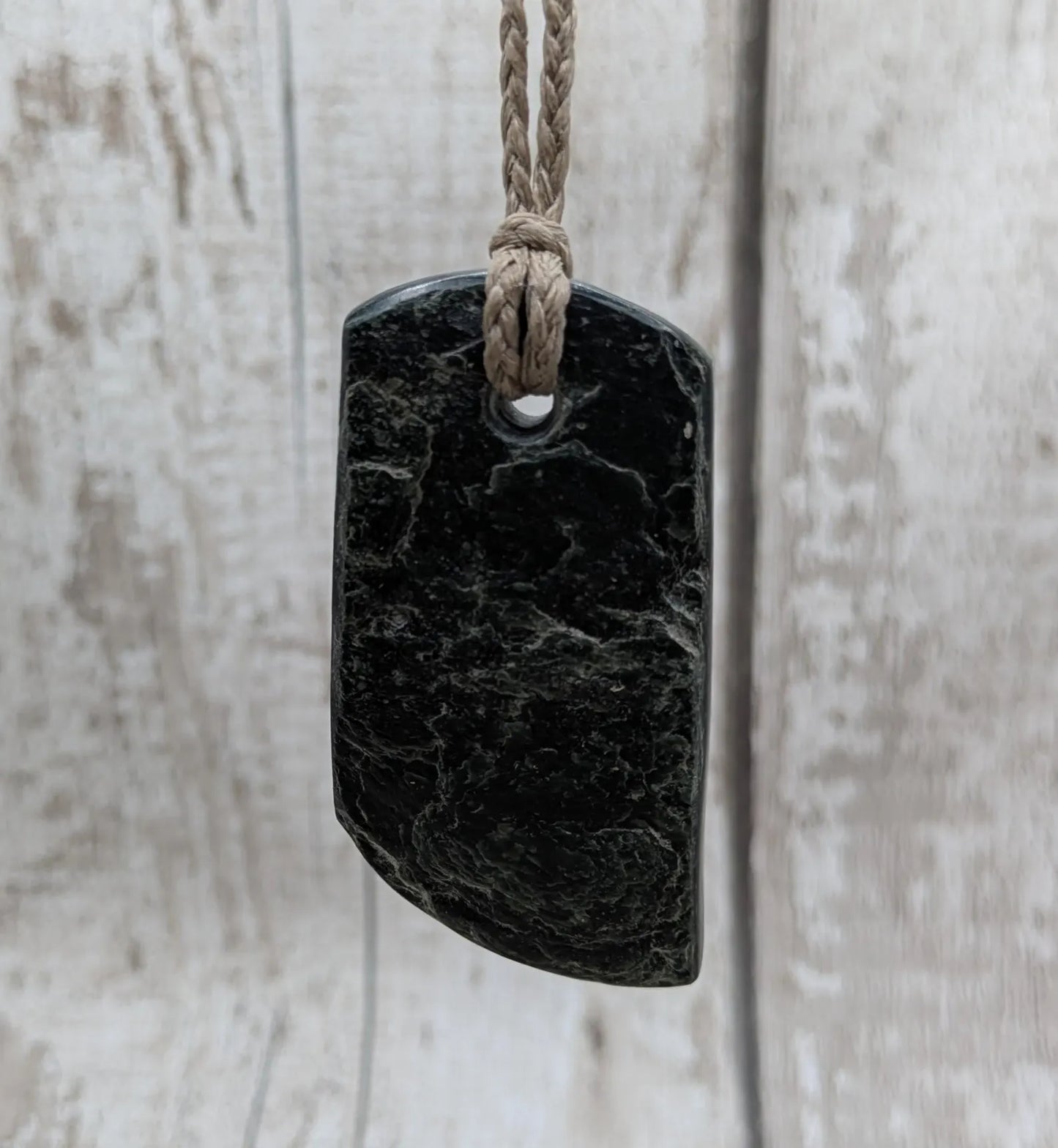 raw serpentine pounamu pendant -natural unpolished New Zealand Aotearoa pebble jewellery.