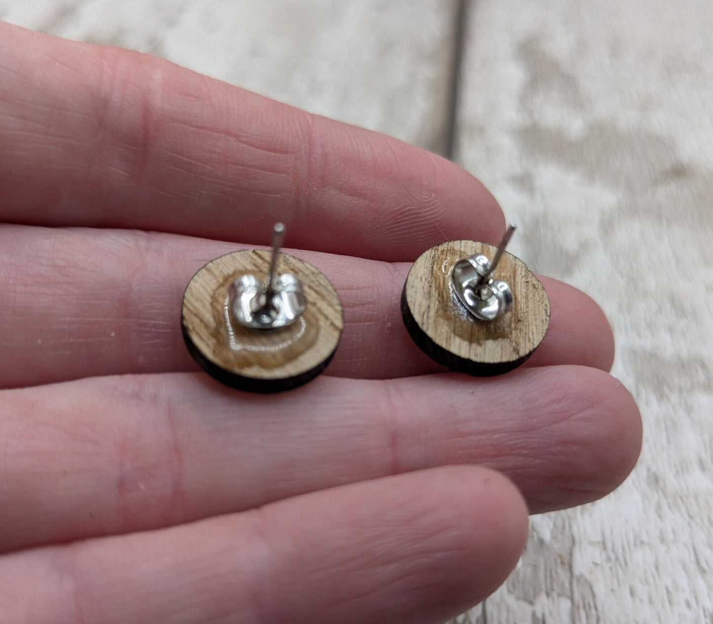 Sweet chesnut healing hands stud earrings with stainless steel findings.