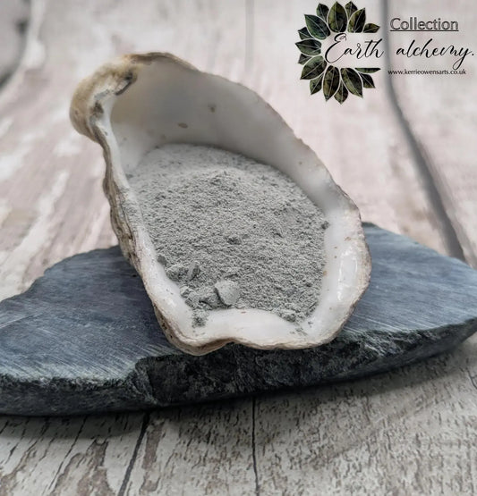 Unrefined powdered New Zealand Pounamu greenstone pigment.