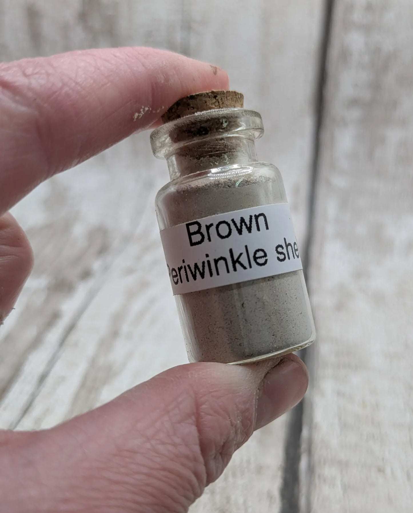 Unrefined powdered brown periwinkle shell paint pigment.