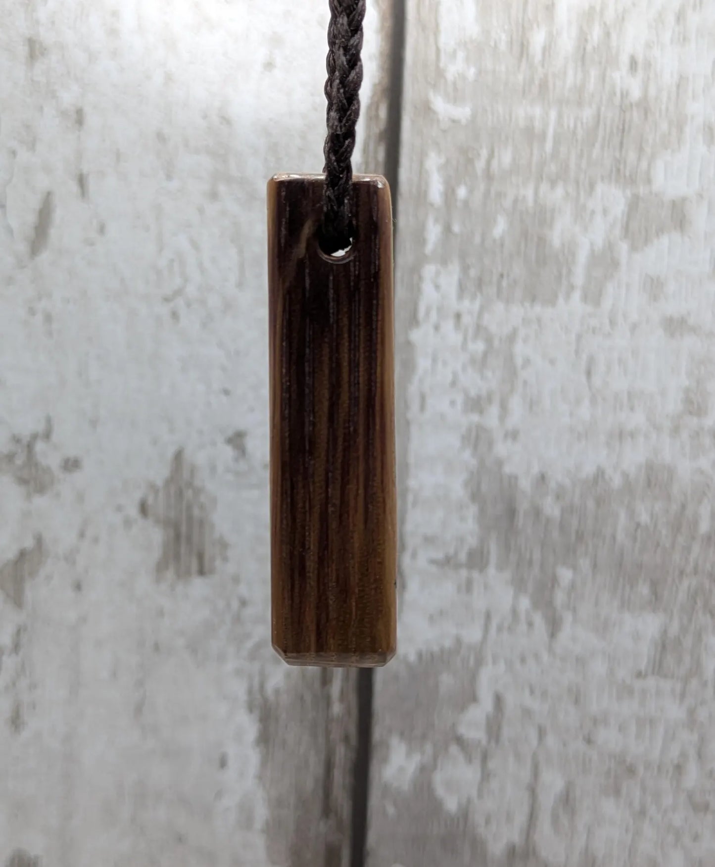 Whiskey barrel oak tear drop pendant with laser printed with rune symbol.