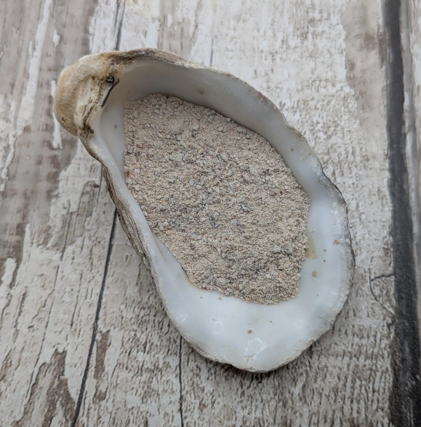 Unrefined powdered pink periwinkle shell pigment.