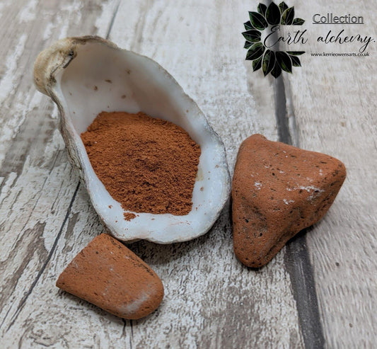 Unrefined powdered sea brick paint pigment.