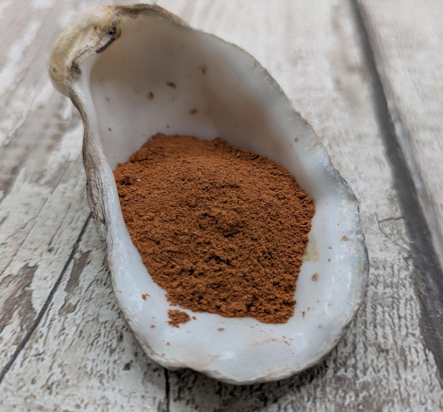 Unrefined powdered sea brick paint pigment.