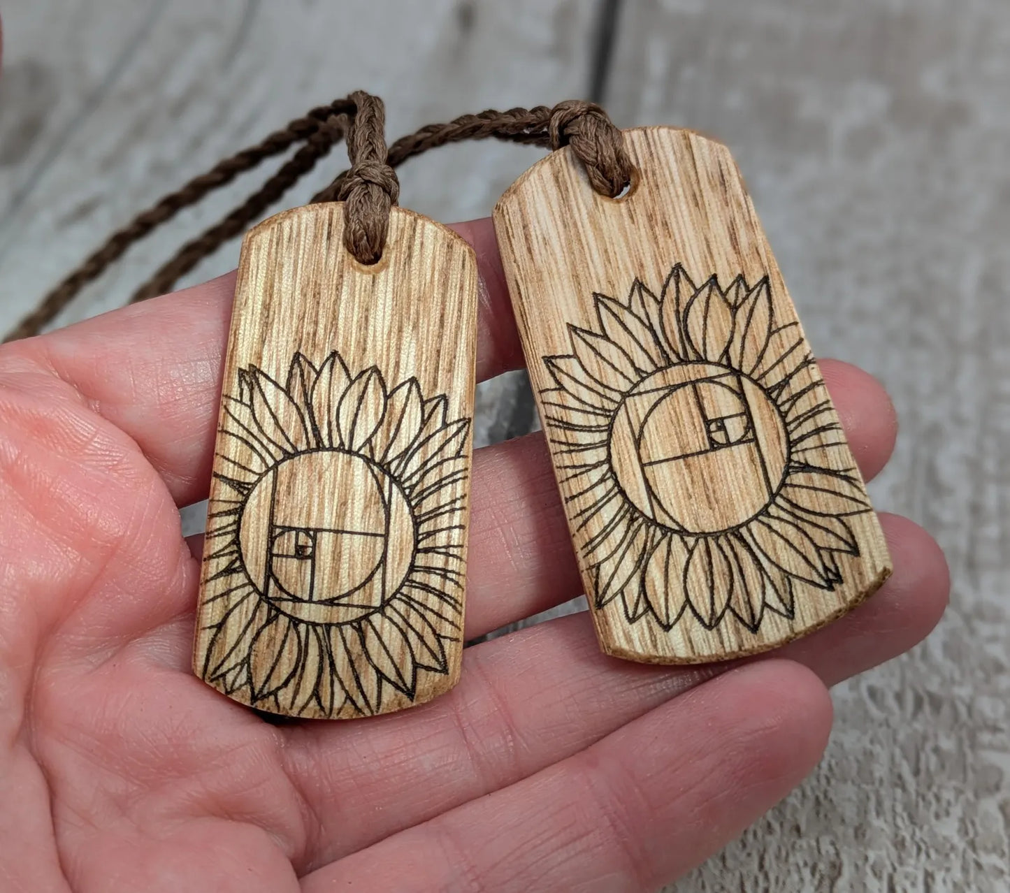 Sweet chestnut laser printer sunflower pendants.