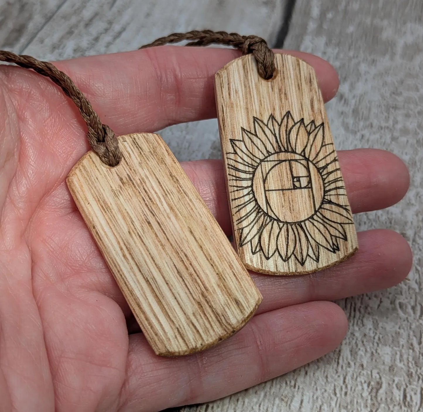 Sweet chestnut laser printer sunflower pendants.