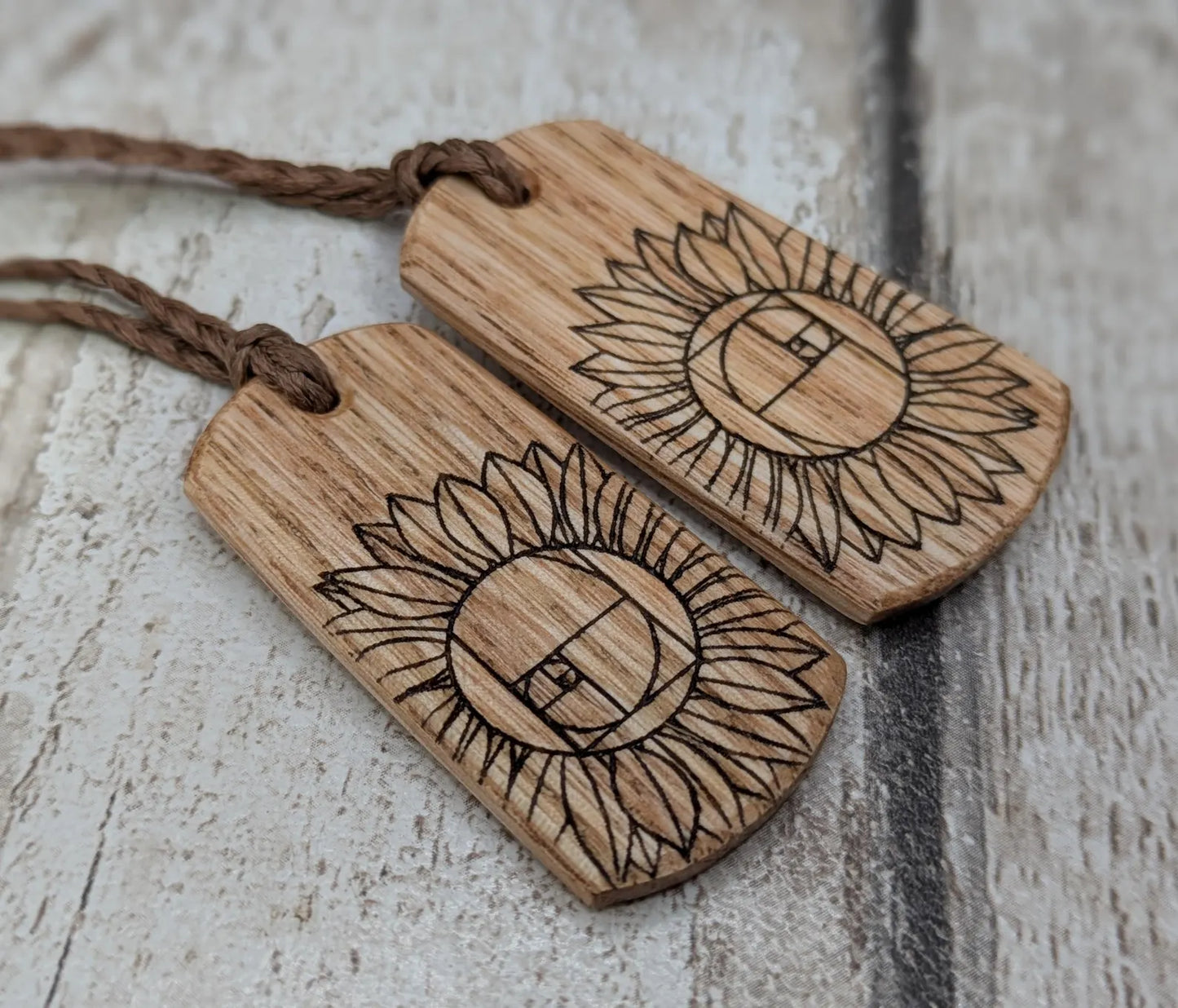 Sweet chestnut laser printer sunflower pendants.