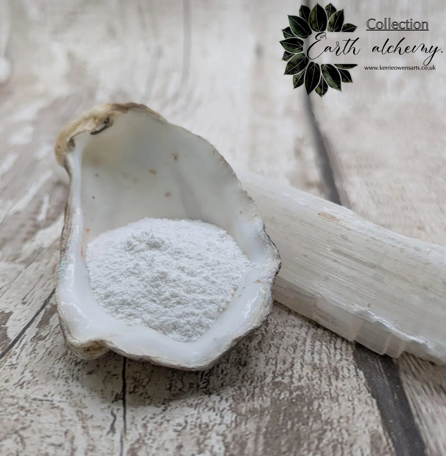 Unrefined powdered satin spar selenite pigment.