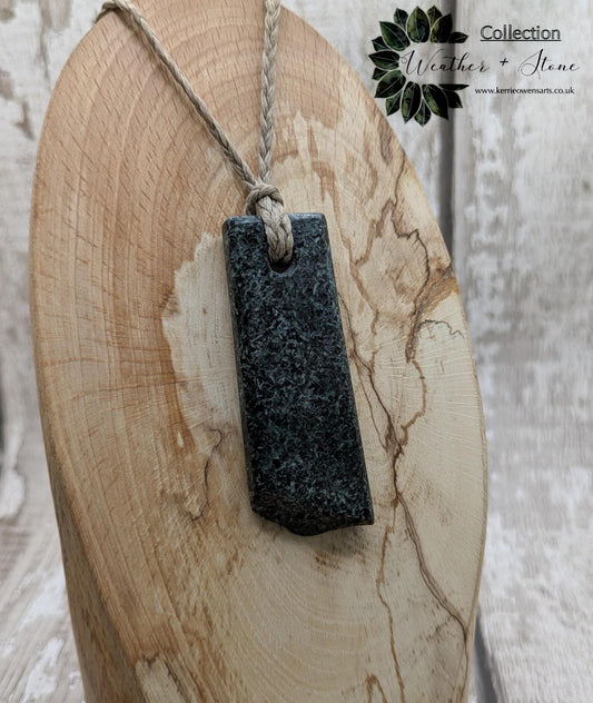 Preseli Bluestone Stonehenge Pendant with Live Edge - Sacred Stone Jewellery, Handcrafted Crystal Talisman, Raw Pagan Amulet, Spiritual.