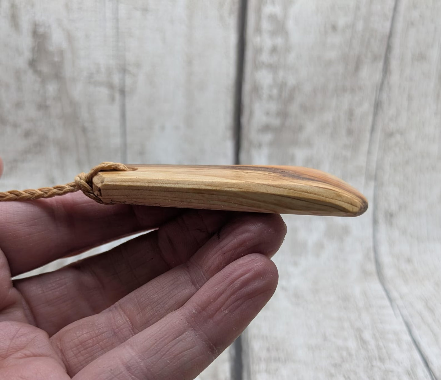 spalted yew wood Hei toki adze styled pendant - Handcrafted British jewellery, Māori inspired nature talisman, eco friendly.