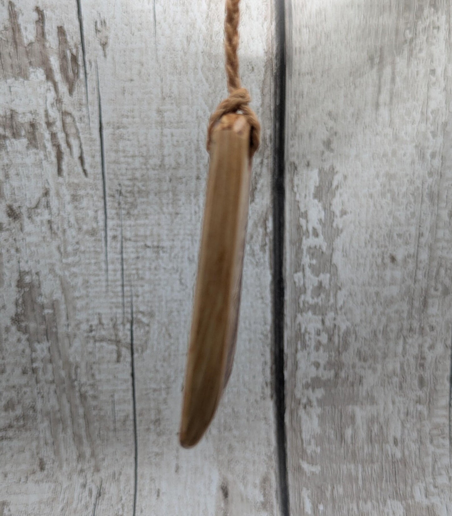 spalted yew wood Hei toki adze styled pendant - Handcrafted British jewellery, Māori inspired nature talisman, eco friendly.