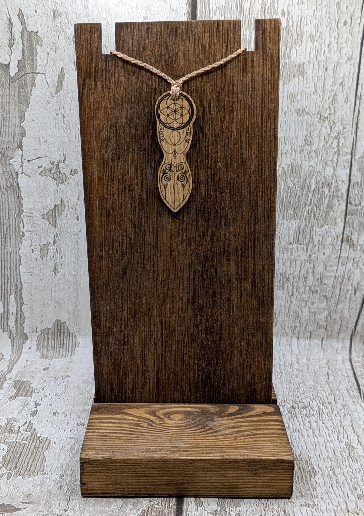 Sweet chestnut tattooed goddess laser printed pendant