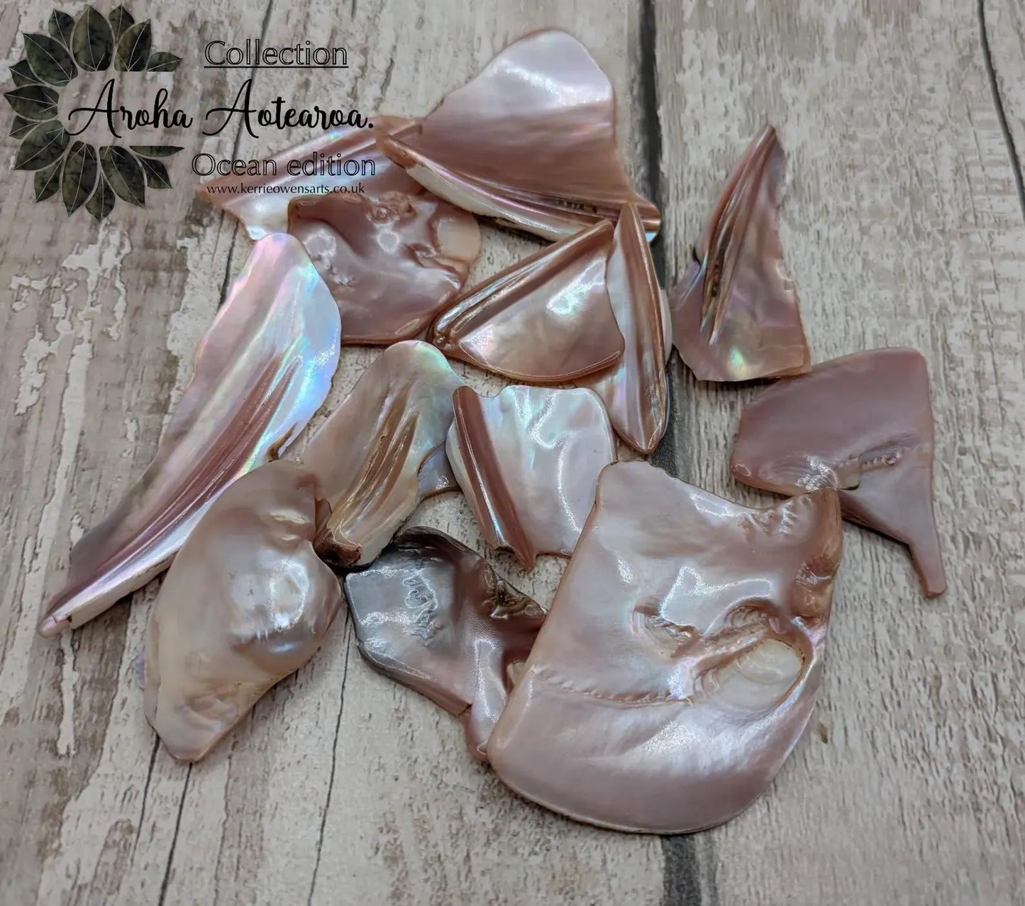 One pouch of New Zealand Pink Freshwater Mussel Shell Pieces – Natural Freeform Tumbled Shells for Craft, Inlay & Jewellery.