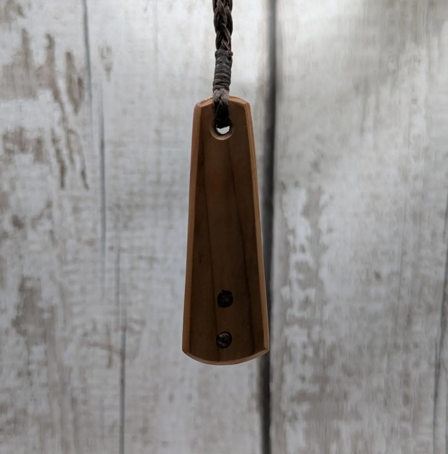 Yew Wood roimata drop pendant with Moldavite Inlay.
