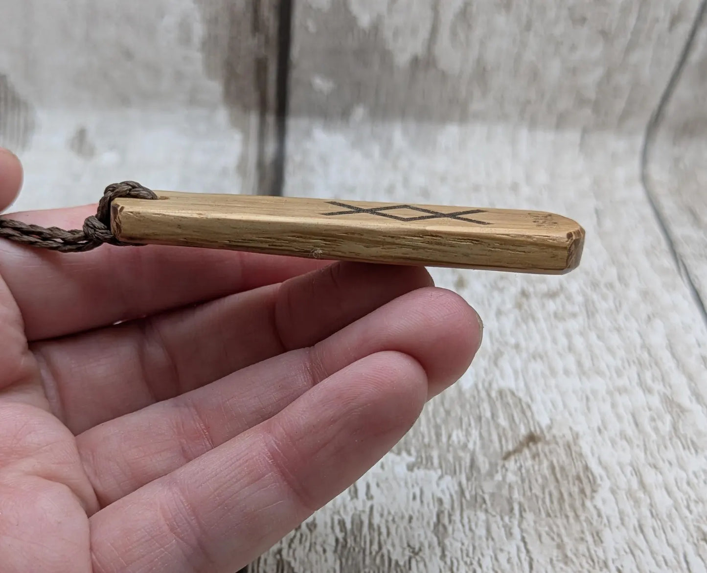 Oak wood laser printed ingwaz rune pendant