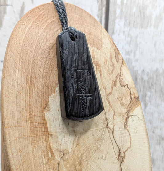 Fenland bog oak with laser printed breathe affirmation
