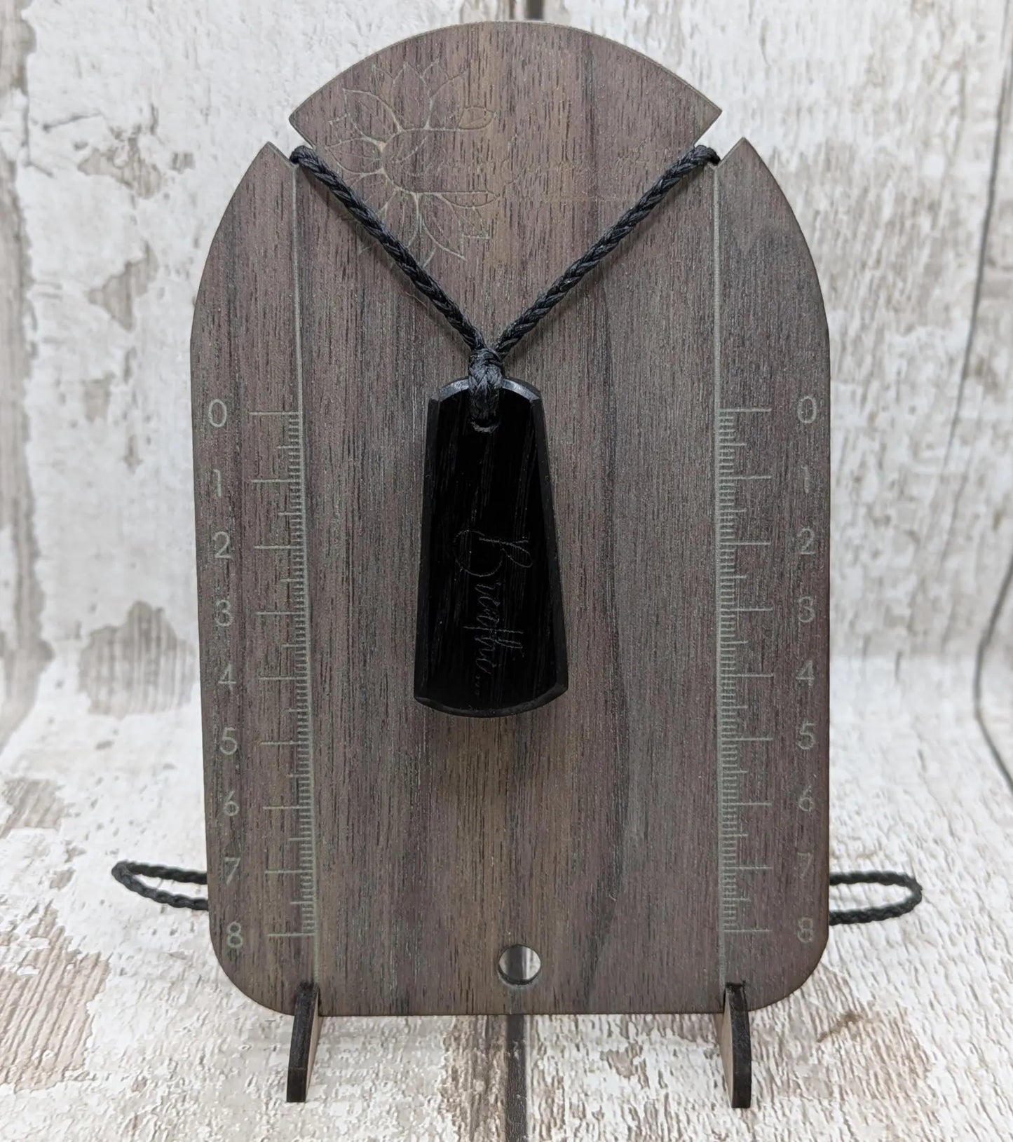 Fenland bog oak with laser printed breathe affirmation